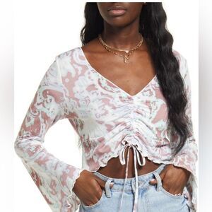 Cinch Tie Crinkle Crop Top   